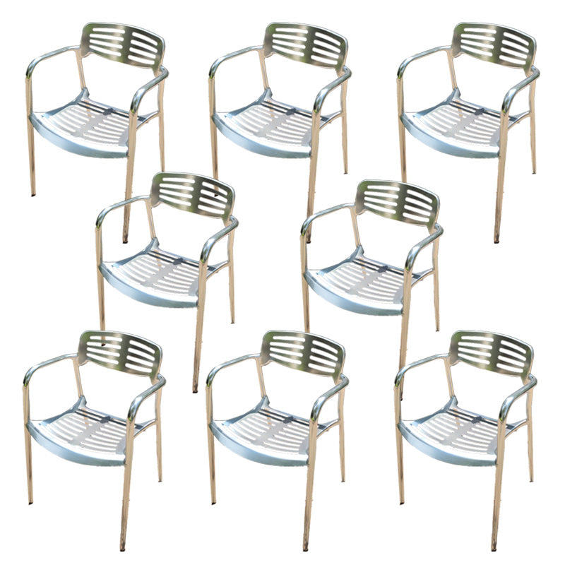 Modern Armchair Metal Stacking Outdoors Dining Chairs with Arm