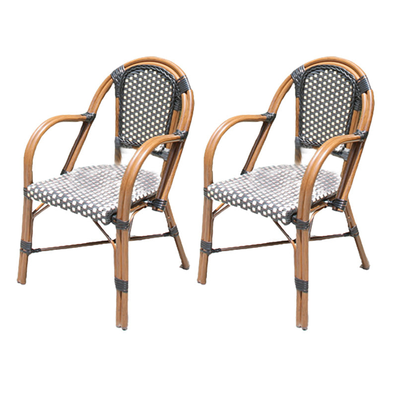 Stacking Armchair Tropical Rattan Dining Armchair with Upholstered