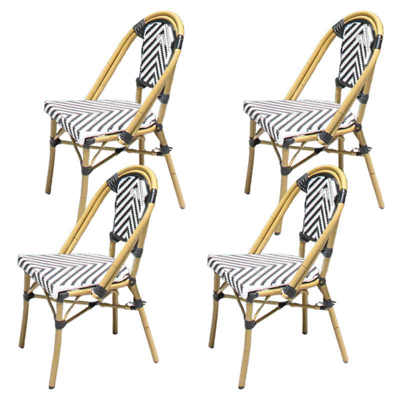 Stacking Armchair Tropical Rattan Dining Armchair with Upholstered