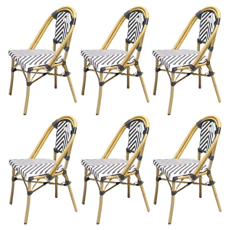 Stacking Armchair Tropical Rattan Dining Armchair with Upholstered