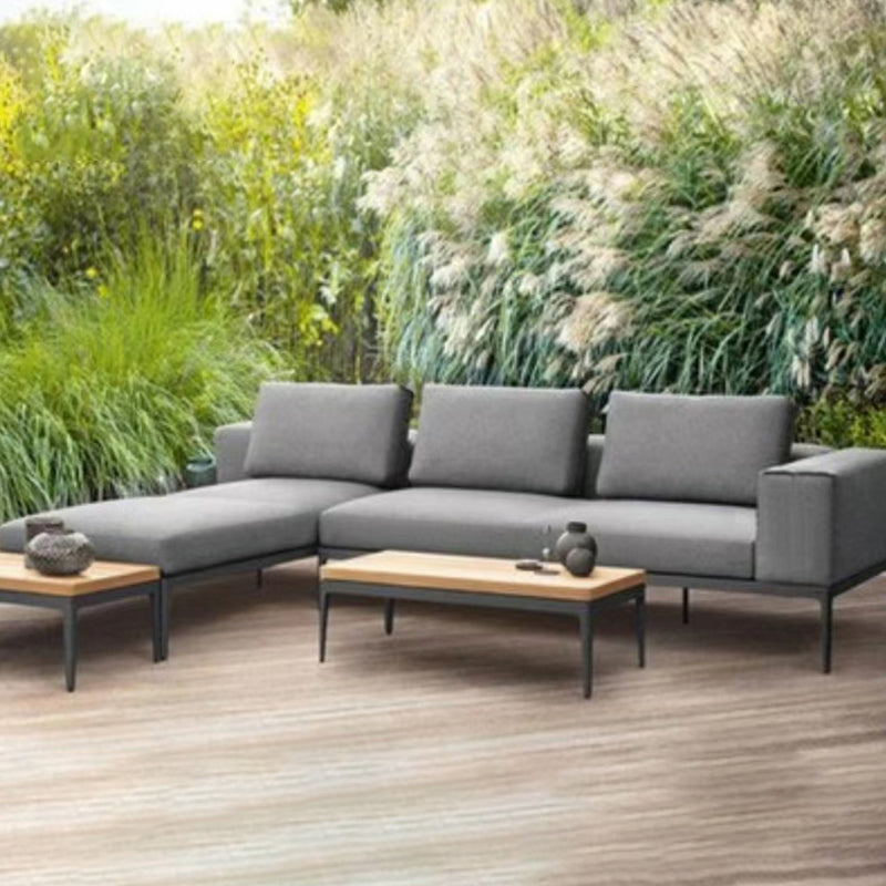 Contemporary Cushion Outdoor Sofa Water Resistant Patio Sofa in Gray