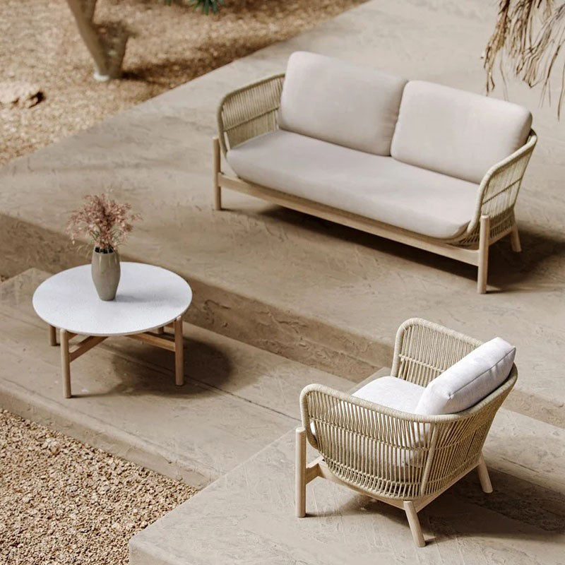 Contemporary Cushion Outdoor Sofa UV Resistant Patio Sofa in Beige