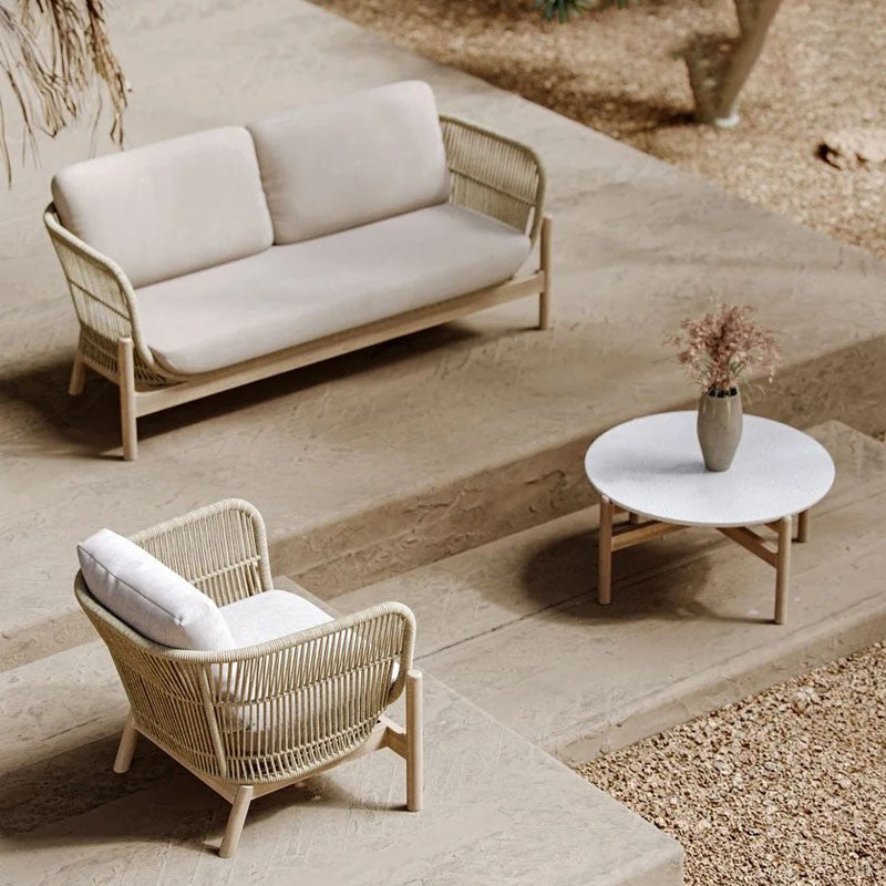 Contemporary Cushion Outdoor Sofa UV Resistant Patio Sofa in Beige