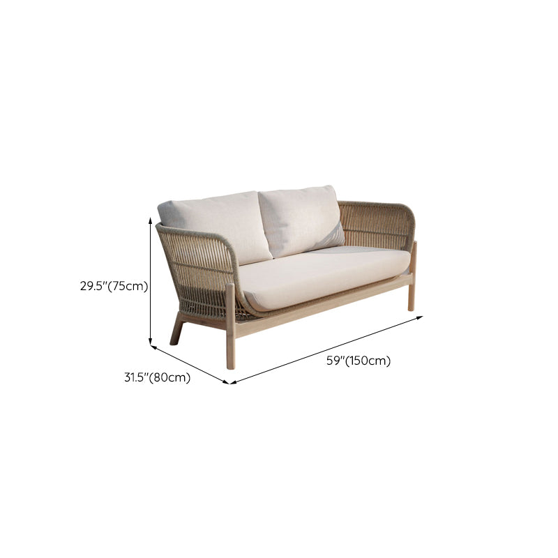 Contemporary Cushion Outdoor Sofa UV Resistant Patio Sofa in Beige