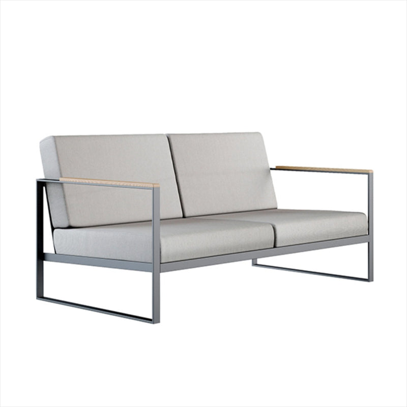 Contemporary Metal Frame Outdoor Sofa 27.55" Wide Water Resistant Patio Sofa