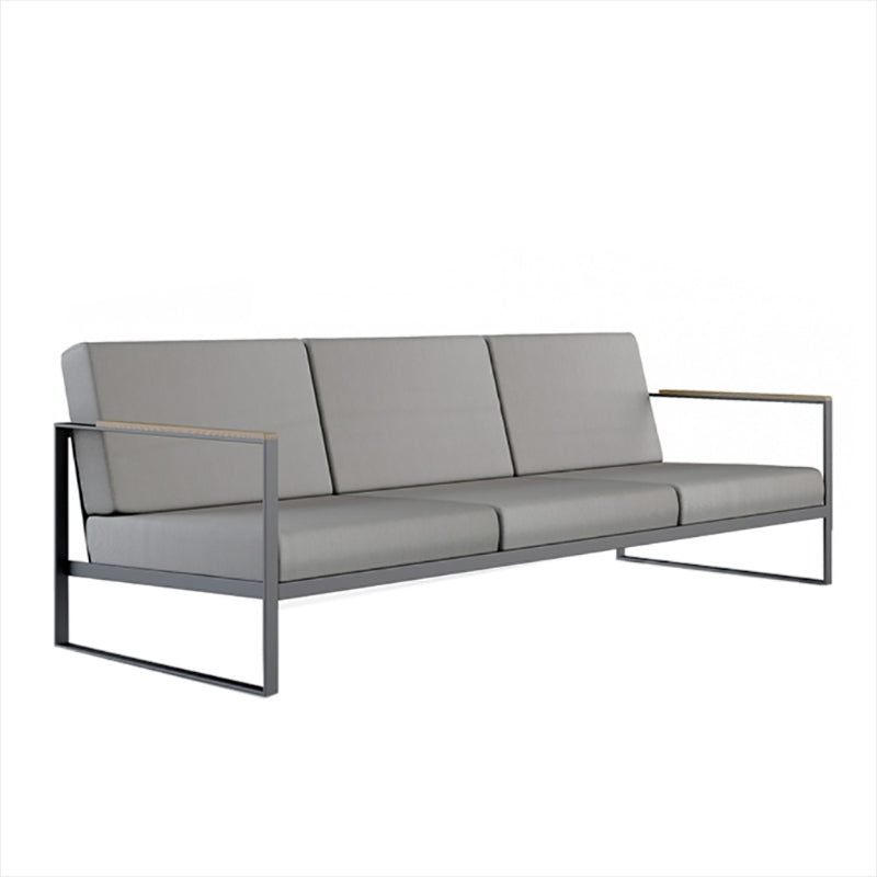 Contemporary Metal Frame Outdoor Sofa 27.55" Wide Water Resistant Patio Sofa