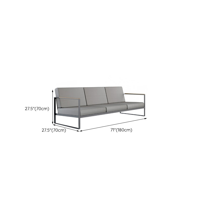 Contemporary Metal Frame Outdoor Sofa 27.55" Wide Water Resistant Patio Sofa