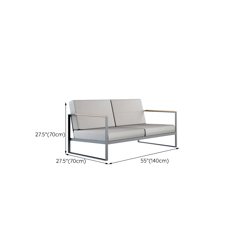 Contemporary Metal Frame Outdoor Sofa 27.55" Wide Water Resistant Patio Sofa