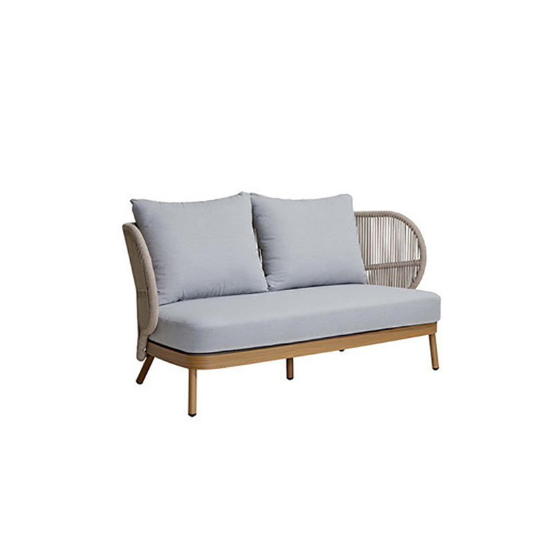 Modern Farmhouse Style Outdoor Sofa Metal Arc Shape Arm Seating