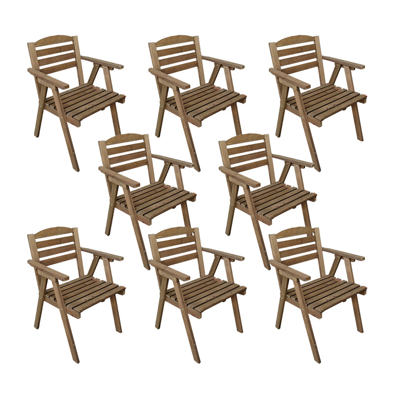 Contemporary Outdoor Chair Solid Wood Folding Brown Patio Dining Chair