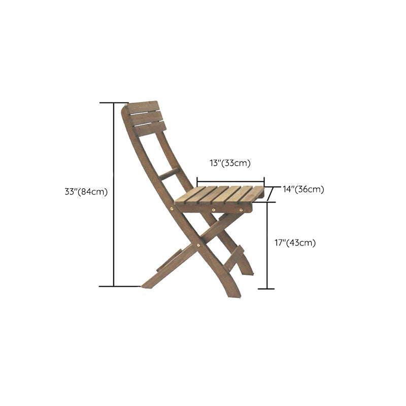 Contemporary Outdoor Chair Solid Wood Folding Brown Patio Dining Chair