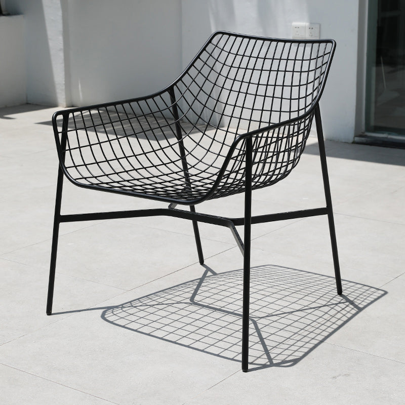 Industrial Metal Dining Armchair Water Resistant Armchair with Arm