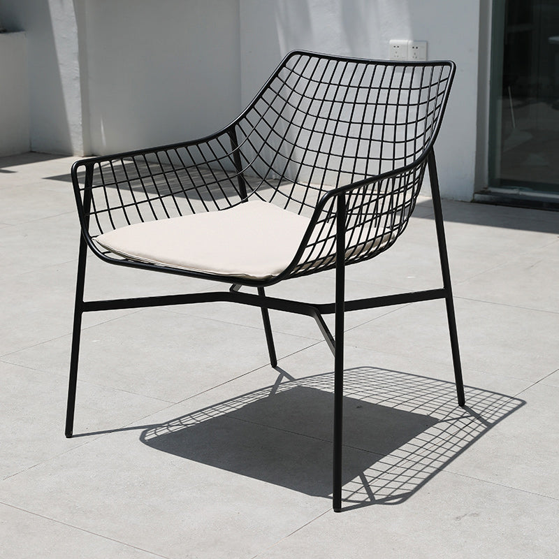 Industrial Metal Dining Armchair Water Resistant Armchair with Arm