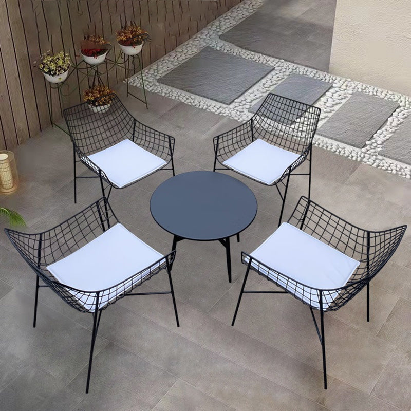 Industrial Stacking Armed Chairs Water Resistant Metal Dining Armchair