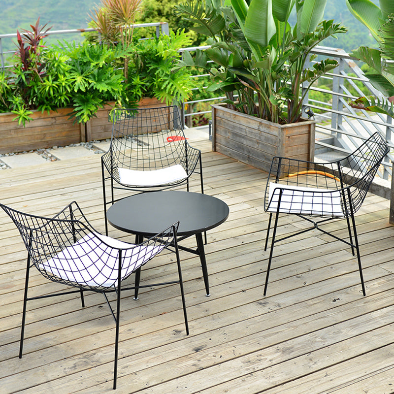 Industrial Stacking Armed Chairs Water Resistant Metal Dining Armchair