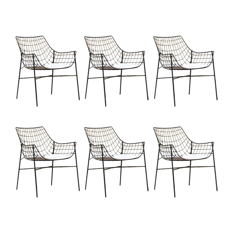 Industrial Stacking Armed Chairs Water Resistant Metal Dining Armchair