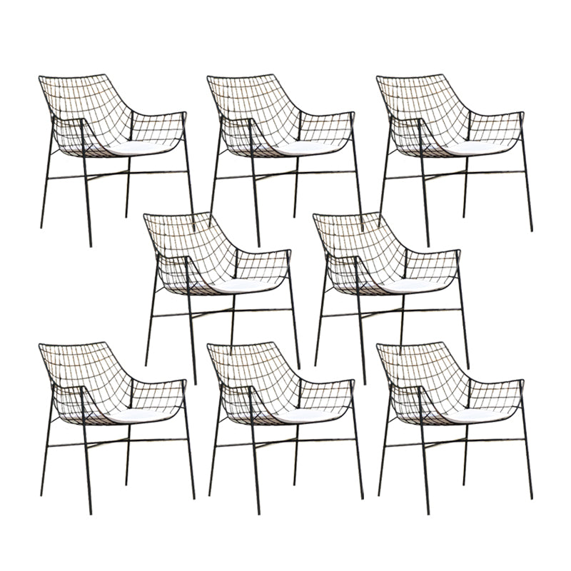 Industrial Stacking Armed Chairs Water Resistant Metal Dining Armchair