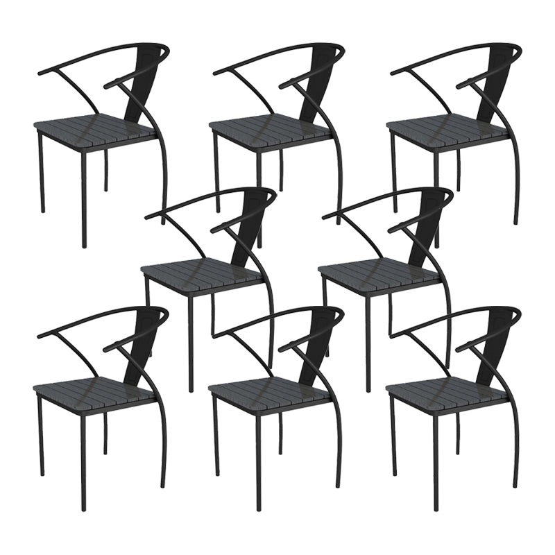 No Natural Variation Metal Armed Chairs Stacking Dining Armchair