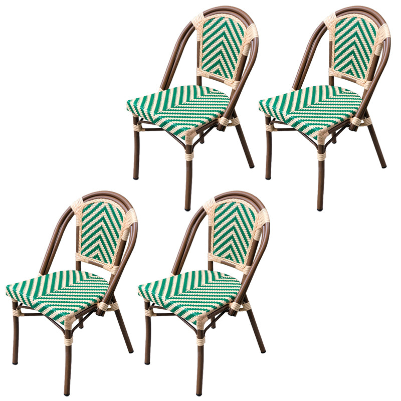 20" Wide Tropical Outdoor Chair Rattan Armles Dining Side Chair