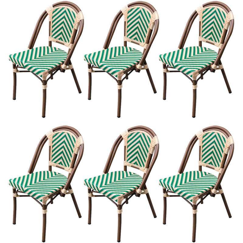 20" Wide Tropical Outdoor Chair Rattan Armles Dining Side Chair