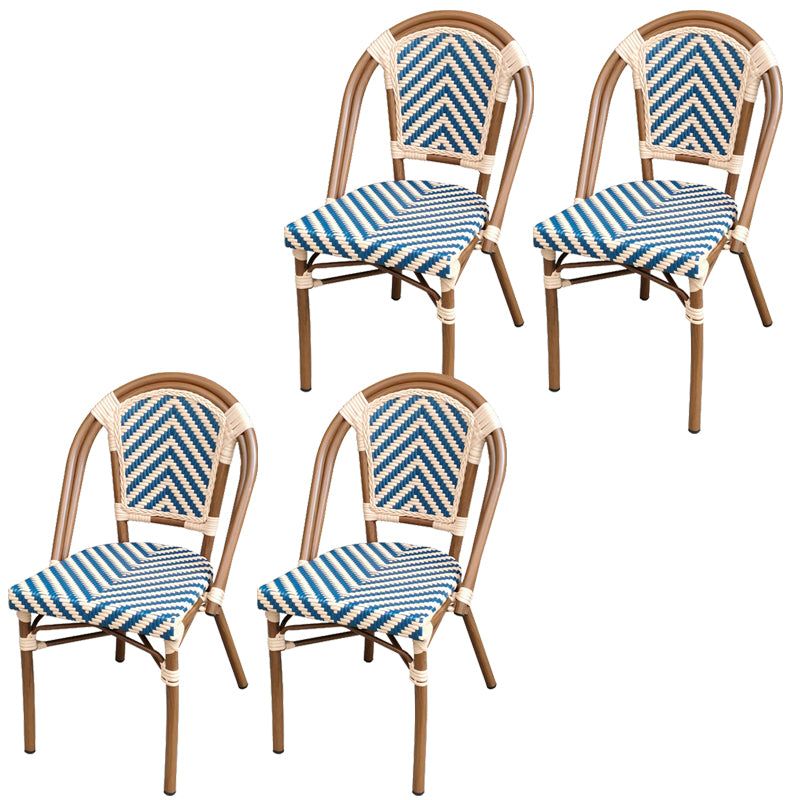 20" Wide Tropical Outdoor Chair Rattan Armles Dining Side Chair