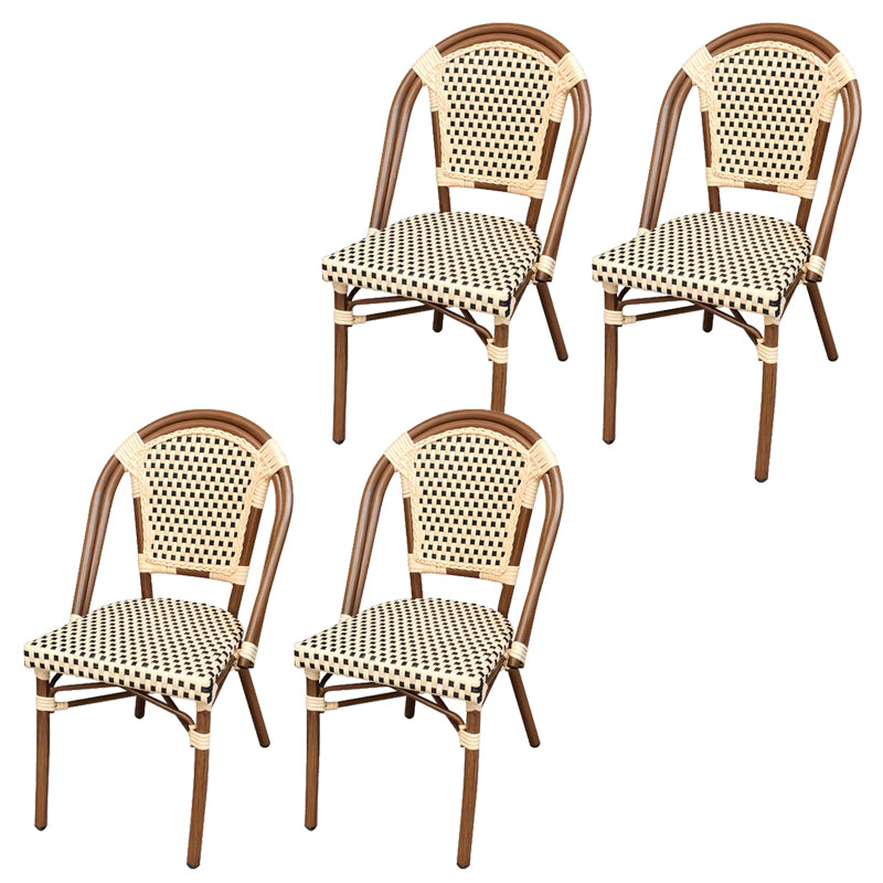 20" Wide Tropical Outdoor Chair Rattan Armles Dining Side Chair