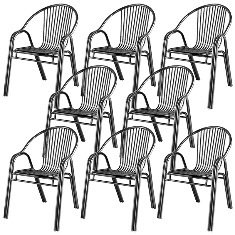 Industrial Armchair Open Back Metal Steel Patio Dining Chair with Arm