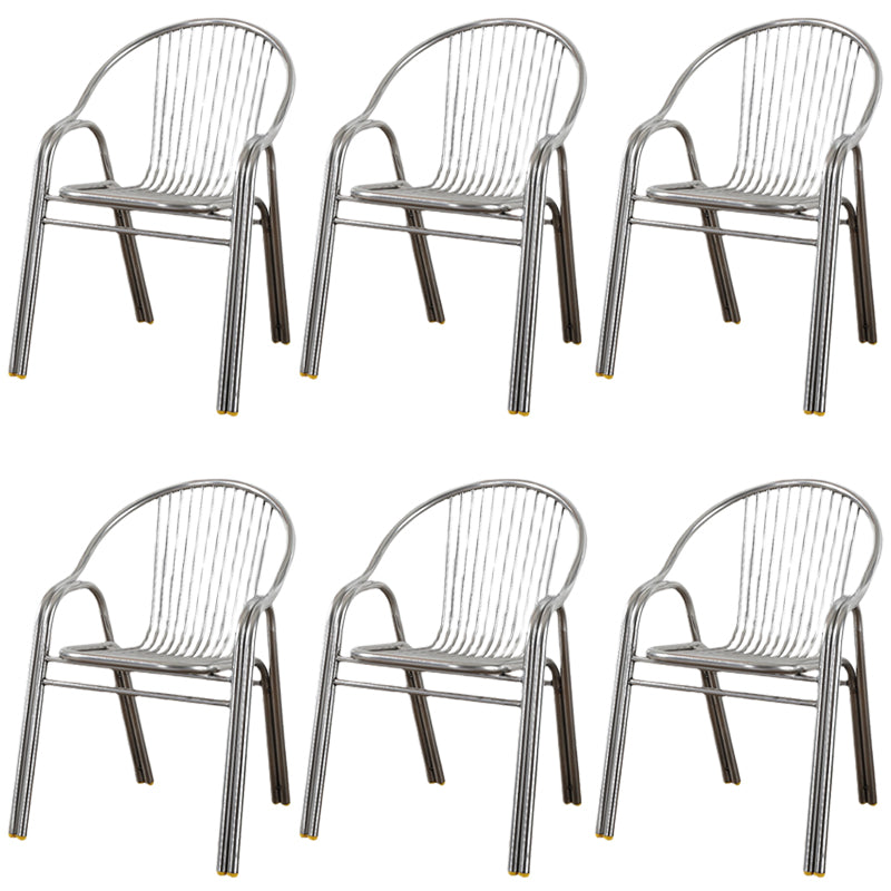 Industrial Armchair Open Back Metal Steel Patio Dining Chair with Arm