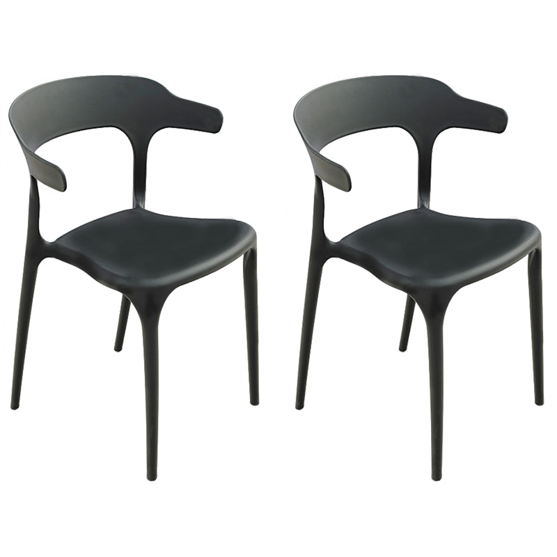 Contemporary Side Chair Black Plastic Armles Patio Dining Chair