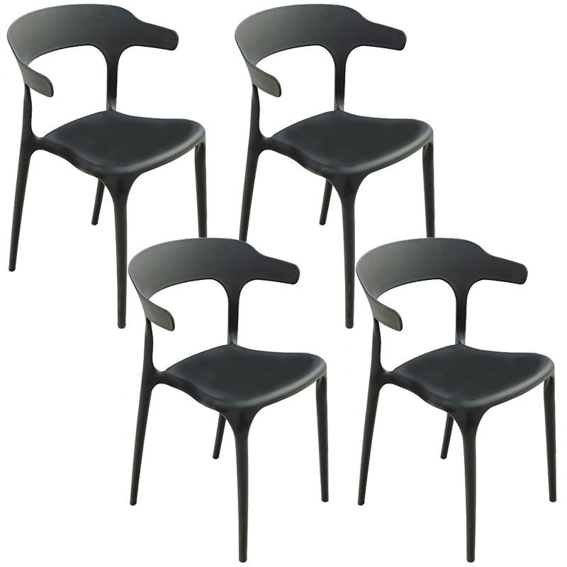 Contemporary Side Chair Black Plastic Armles Patio Dining Chair