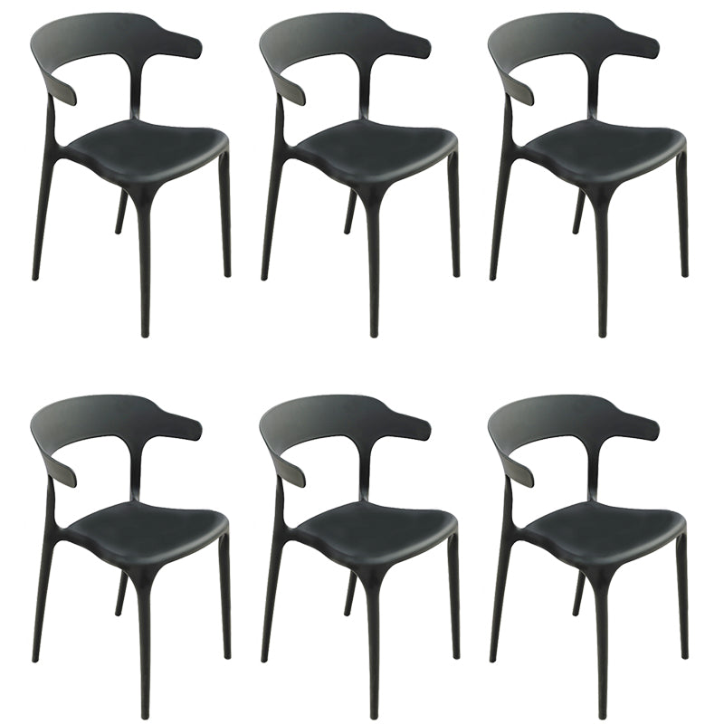 Contemporary Side Chair Black Plastic Armles Patio Dining Chair