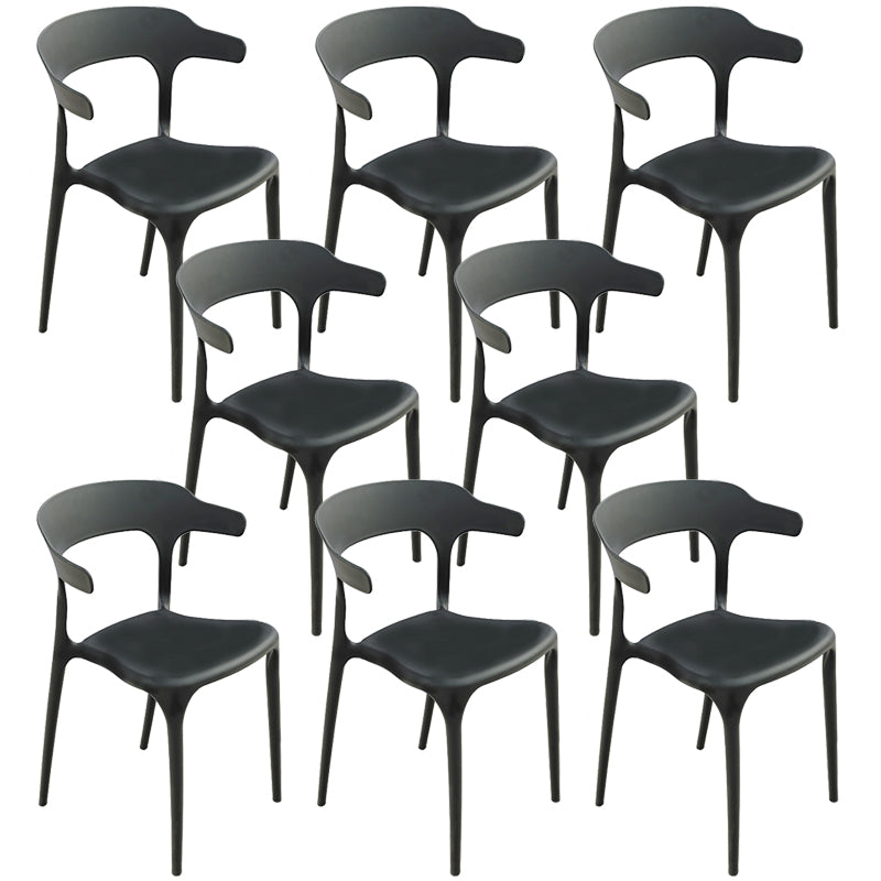 Contemporary Side Chair Black Plastic Armles Patio Dining Chair