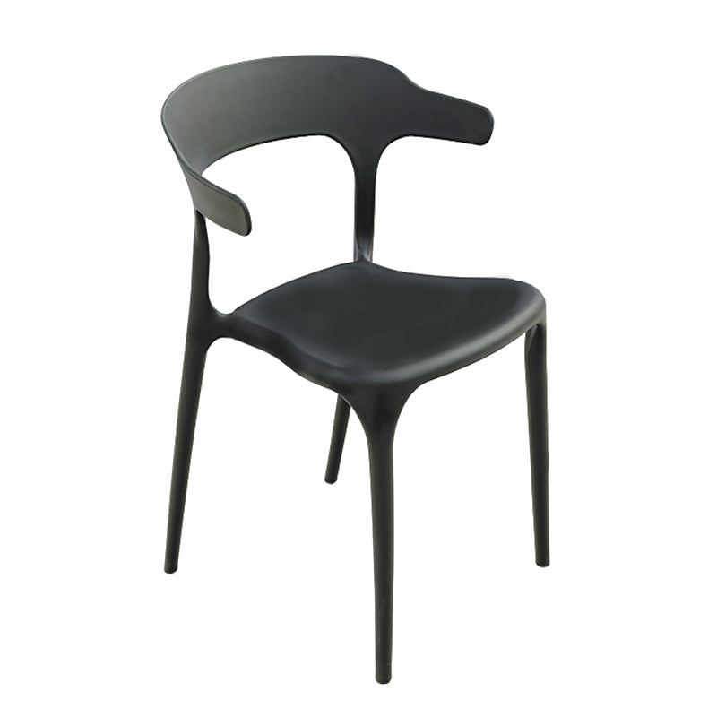 Contemporary Side Chair Black Plastic Armles Patio Dining Chair