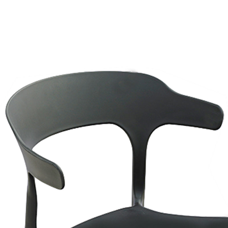 Contemporary Side Chair Black Plastic Armles Patio Dining Chair