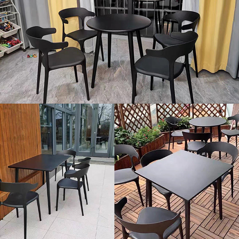 Contemporary Side Chair Black Plastic Armles Patio Dining Chair