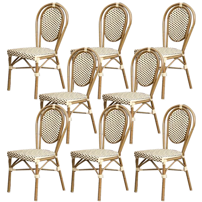 21" Wide Tropical Outdoor Chair Armles Rattan Dining Side Chair