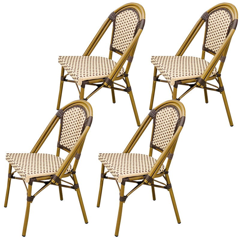 21" Wide Tropical Outdoor Chair Rattan Armles Dining Side Chair