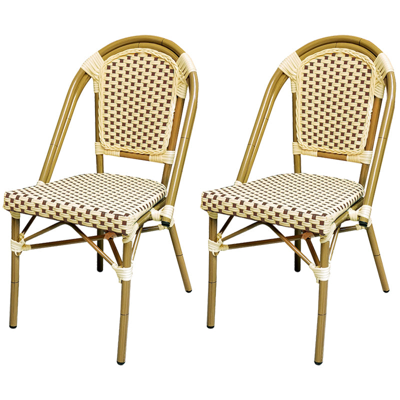 21" Wide Tropical Outdoor Chair Rattan Armles Dining Side Chair