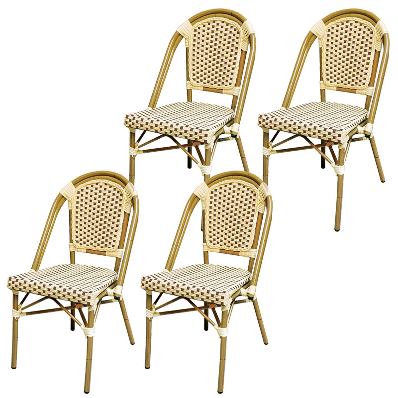 21" Wide Tropical Outdoor Chair Rattan Armles Dining Side Chair