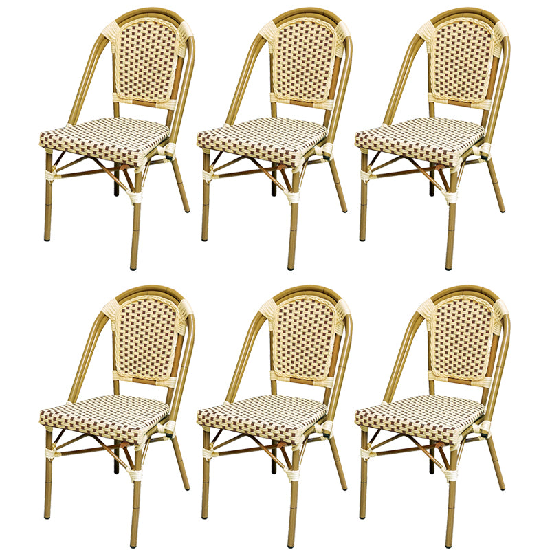 21" Wide Tropical Outdoor Chair Rattan Armles Dining Side Chair