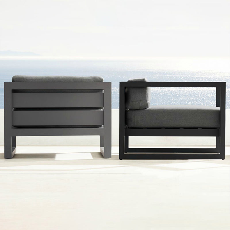 Industrial Style Outdoor Sofa Black Aluminum Standard Seating