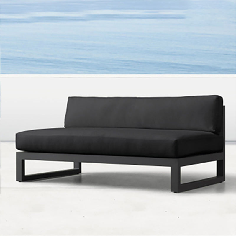 Industrial Style Outdoor Sofa Black Aluminum Standard Seating