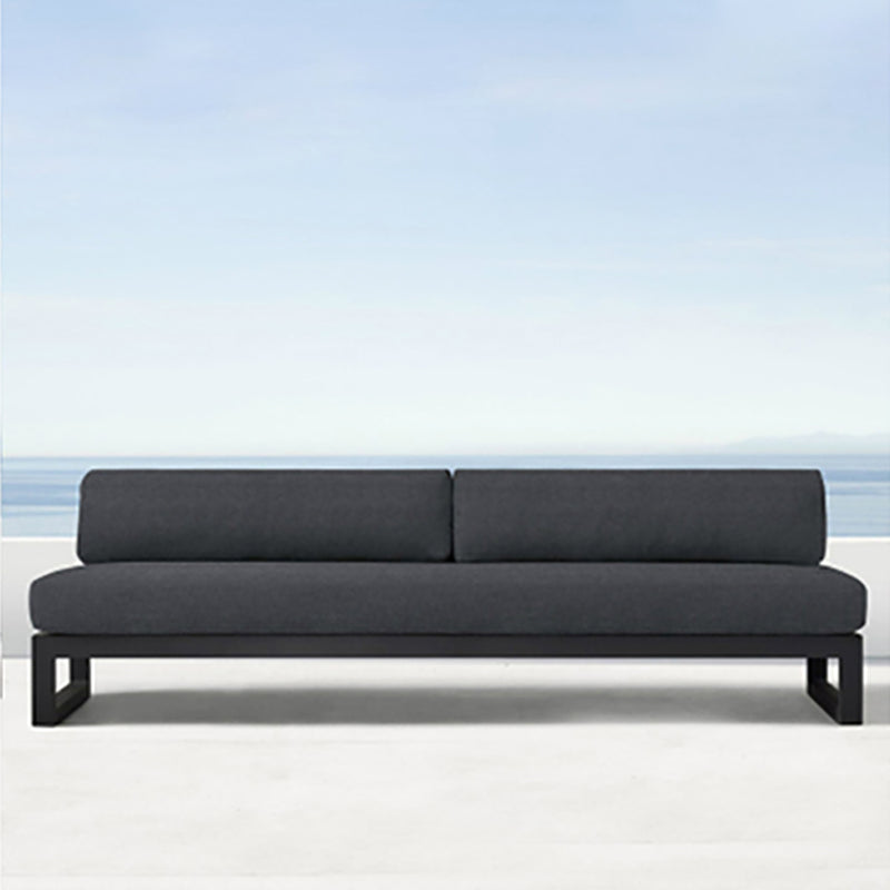 Industrial Style Outdoor Sofa Black Aluminum Standard Seating