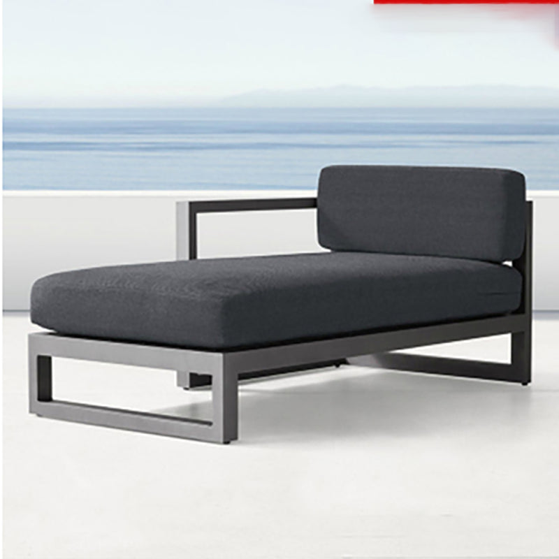 Industrial Style Outdoor Sofa Black Aluminum Standard Seating