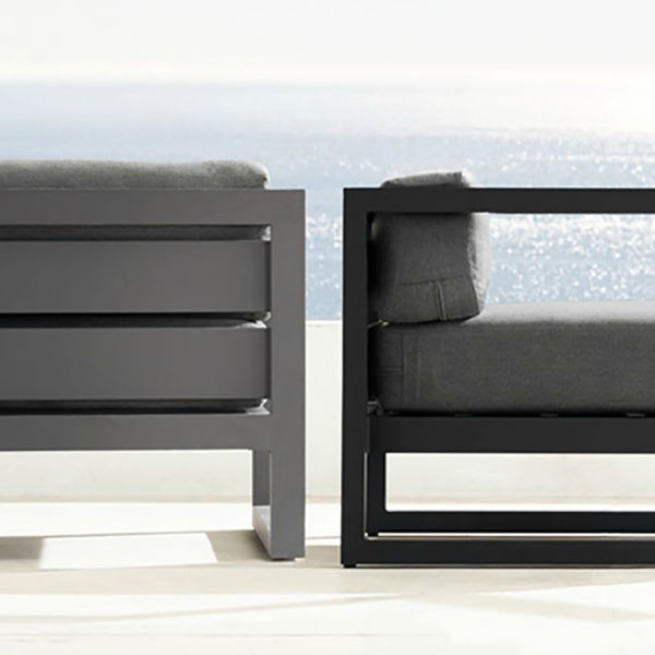 Industrial Style Outdoor Sofa Black Aluminum Standard Seating