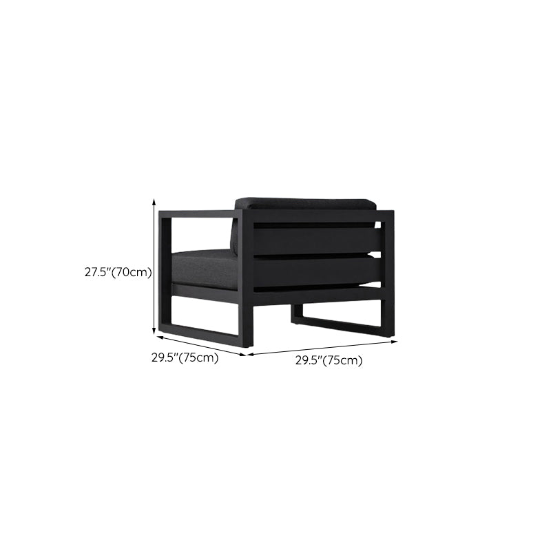 Industrial Style Outdoor Sofa Black Aluminum Standard Seating