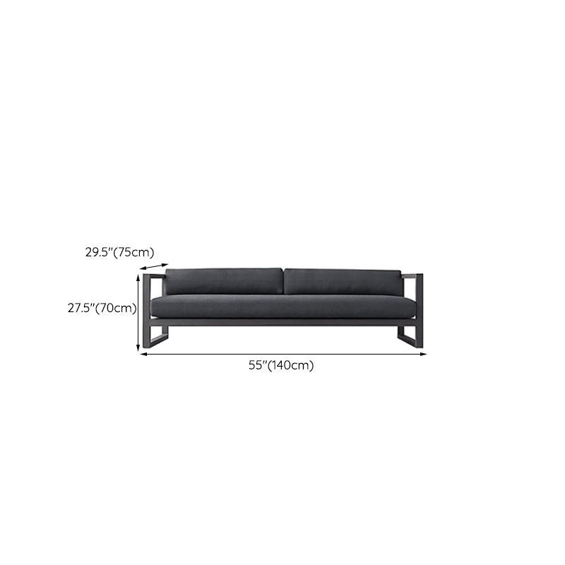 Industrial Style Outdoor Sofa Black Aluminum Standard Seating