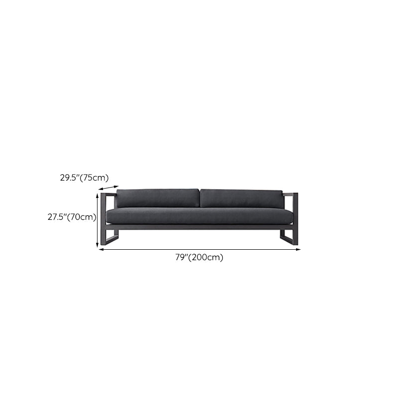 Industrial Style Outdoor Sofa Black Aluminum Standard Seating