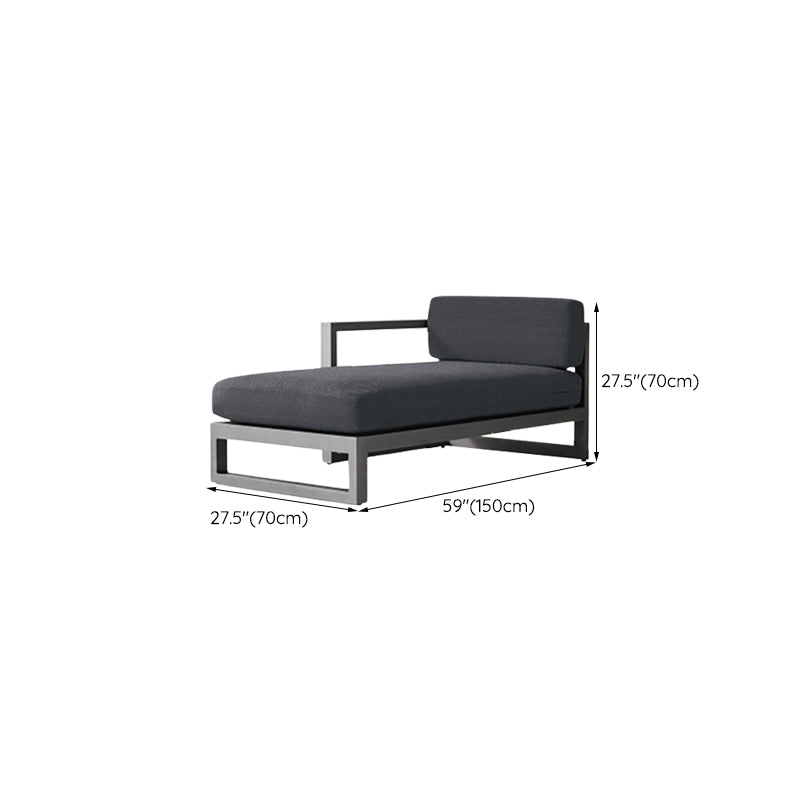 Industrial Style Outdoor Sofa Black Aluminum Standard Seating