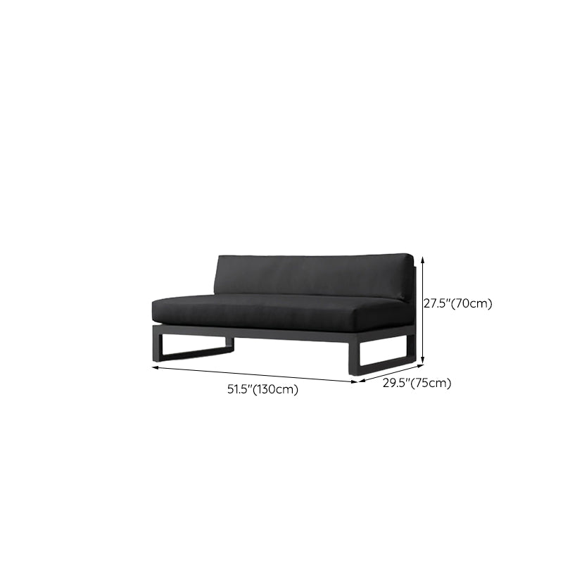 Industrial Style Outdoor Sofa Black Aluminum Standard Seating